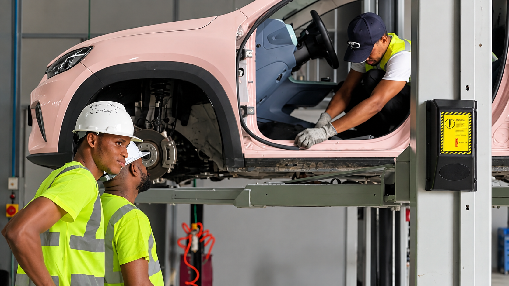 Saglev Staff assemble Electric Vehicle